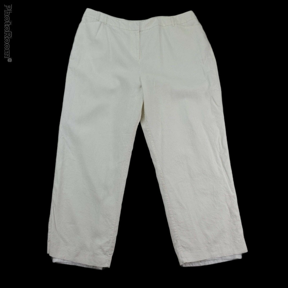 CC - Cato Classic Linen Blend Pants Womens 24W Solid White Lined Beach Cruise